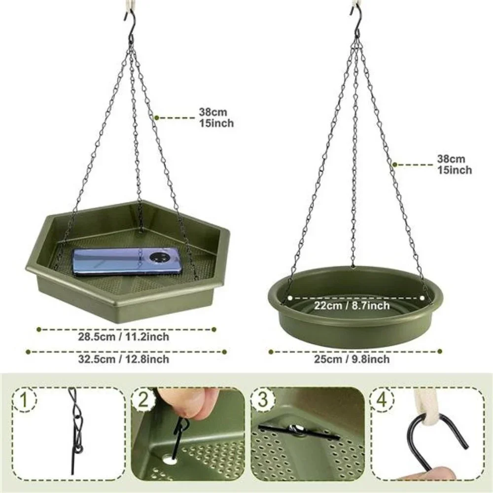 Hanging Bird Bath Bird Bath Bird Feeder, 2in1 XL Hanging Bird Feeder& Bird Baths